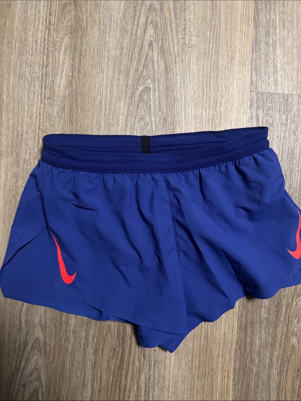 Nike Blue Athletic Shorts with Red Swoosh